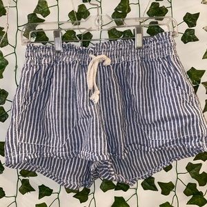 White And Light Blue Striped Shorts